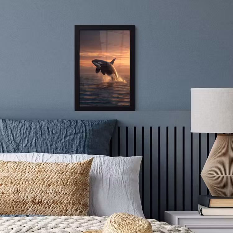 Poster met lijst - Orka - Zee - Zonsondergang — 4