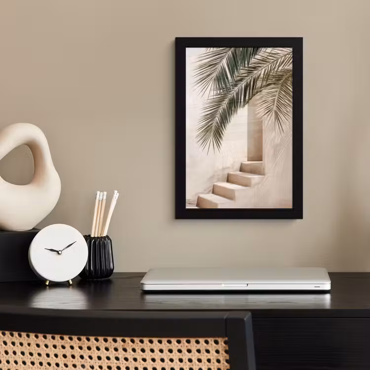 Poster met lijst - Palmboom - Schaduw - Trap - Beige — 3