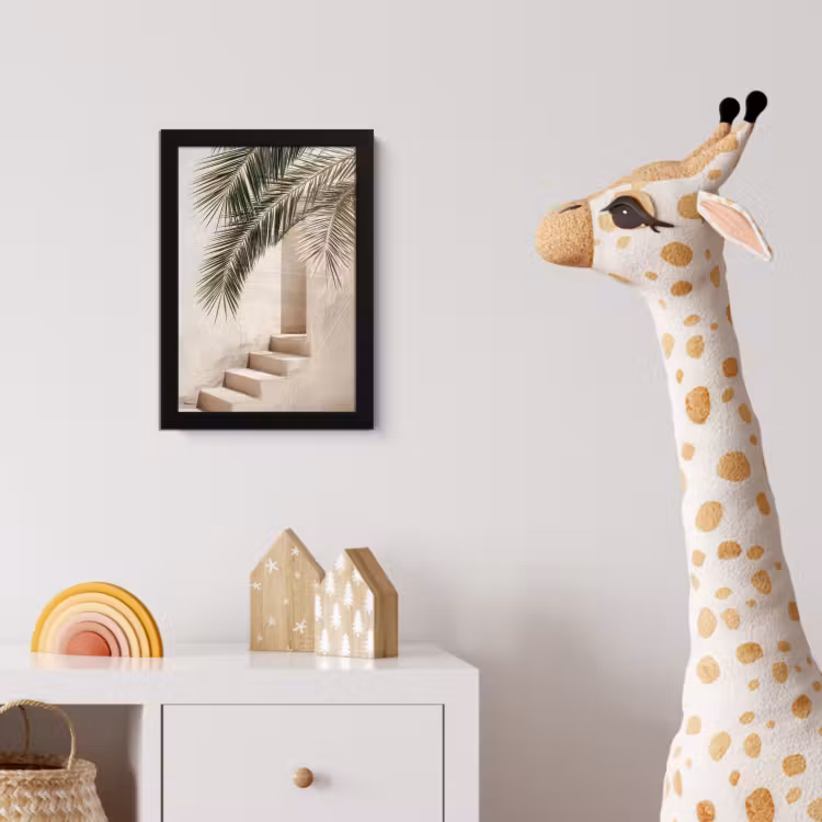 Poster met lijst - Palmboom - Schaduw - Trap - Beige — 5