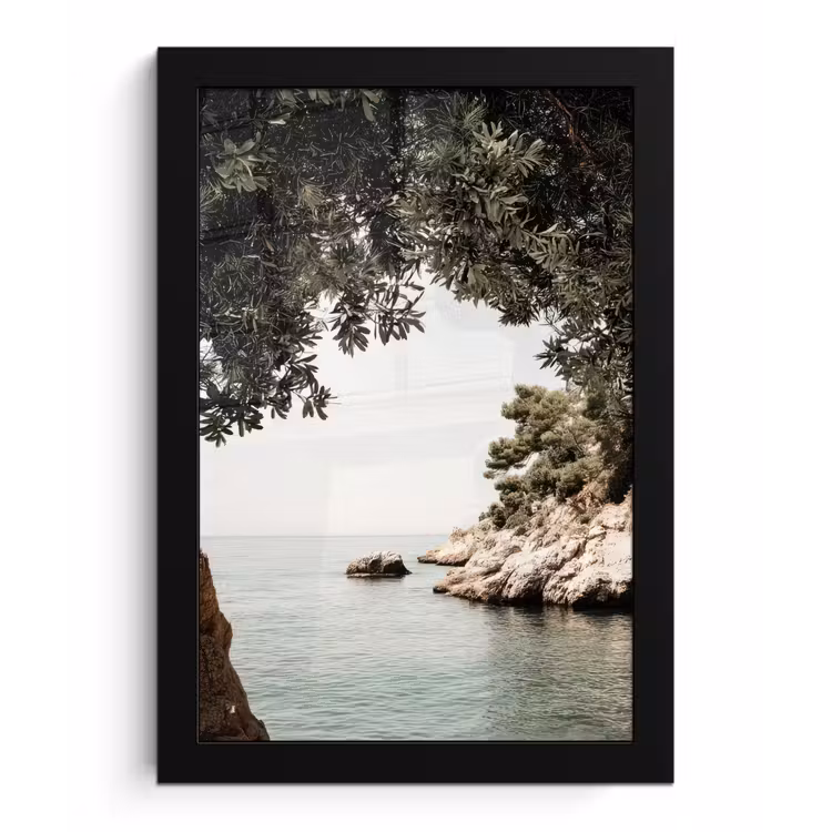 Poster met lijst - Rotsen - Zee - Boom - Groen — 1
