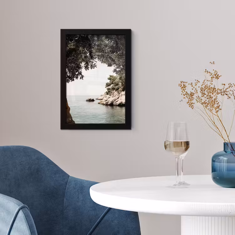 Poster met lijst - Rotsen - Zee - Boom - Groen — 2
