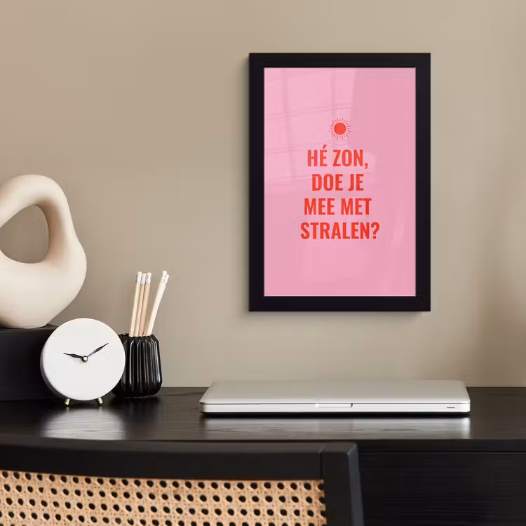 Poster met lijst - Roze - Zon - Quote — 3