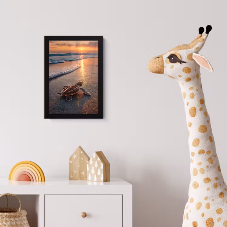 Poster met lijst - Schildpad - strand - Zonsondergang — 5