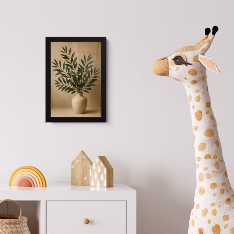 Poster met lijst - Vaas - Olijftakken - Bladeren - Beige — 5