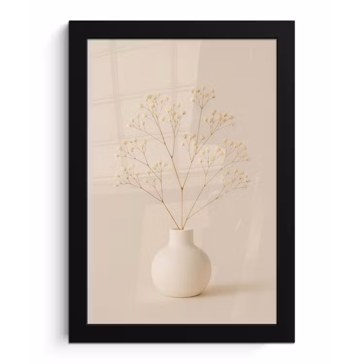 Poster met lijst - Vaas - Takken - Bloemetjes - Wit — 1