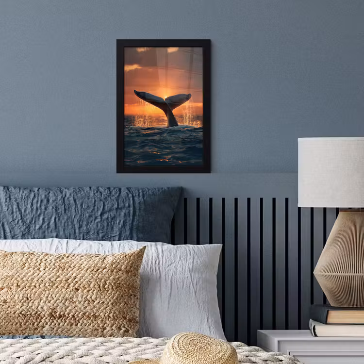 Poster met lijst - Walvis staart - Water - Zonsondergang — 4