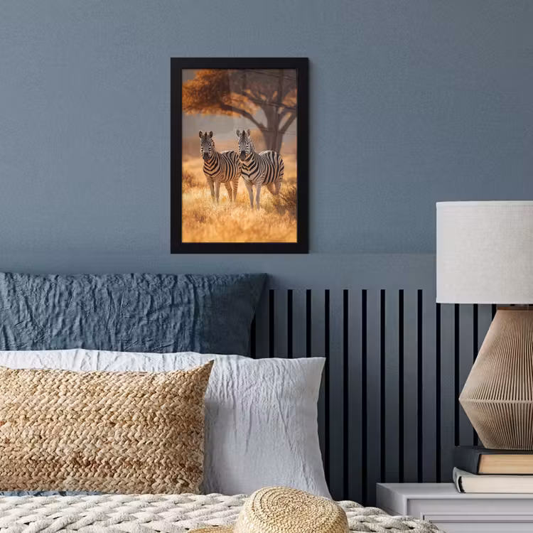 Poster met lijst - Zebra's - Savannelandschap - Gras — 4