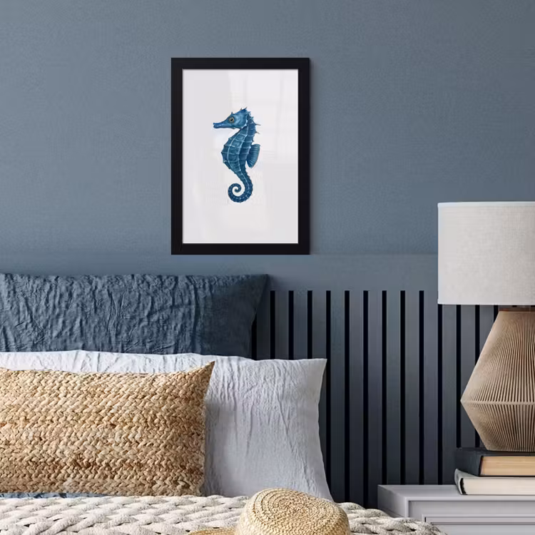 Poster met lijst - Zeepaardje - Staart - Blauw — 4