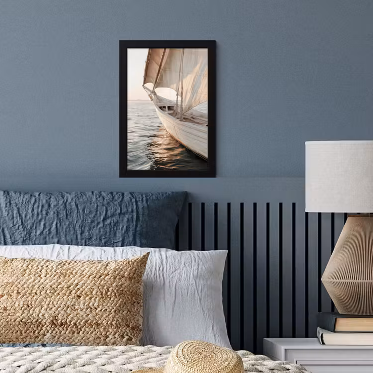 Poster met lijst - Zeilboot - Zee - Beige - Zon — 4
