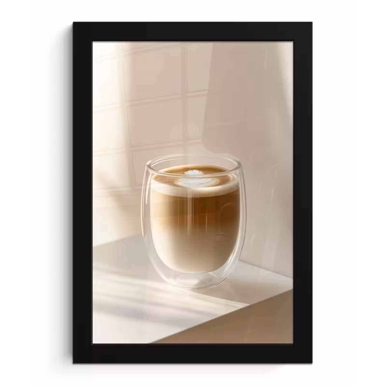 Poster met lijst - Mok - Latte - Minimalistisch - Schaduw — 1