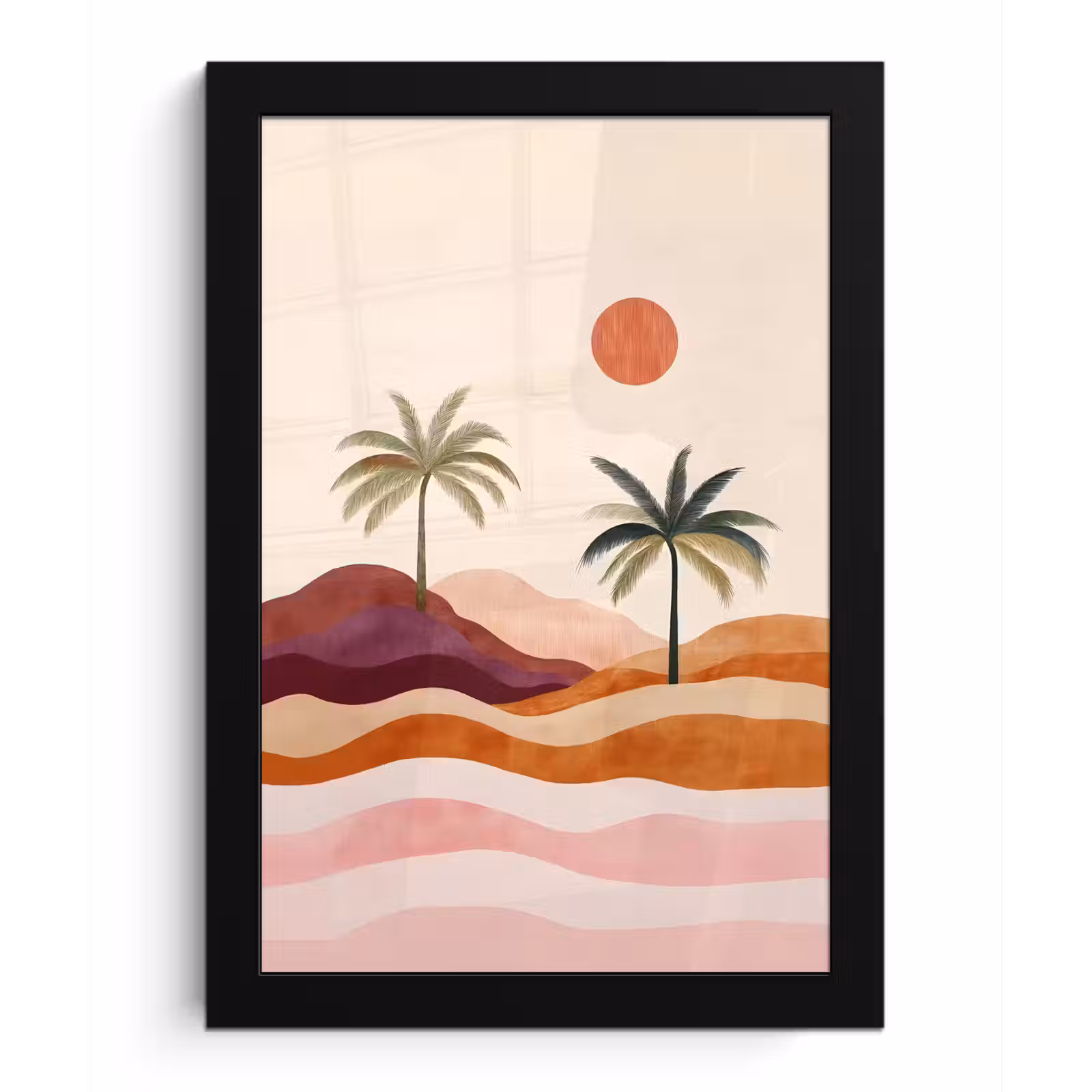 Poster met lijst - Palmbomen - Abstract - Zon - Heuvels — 1