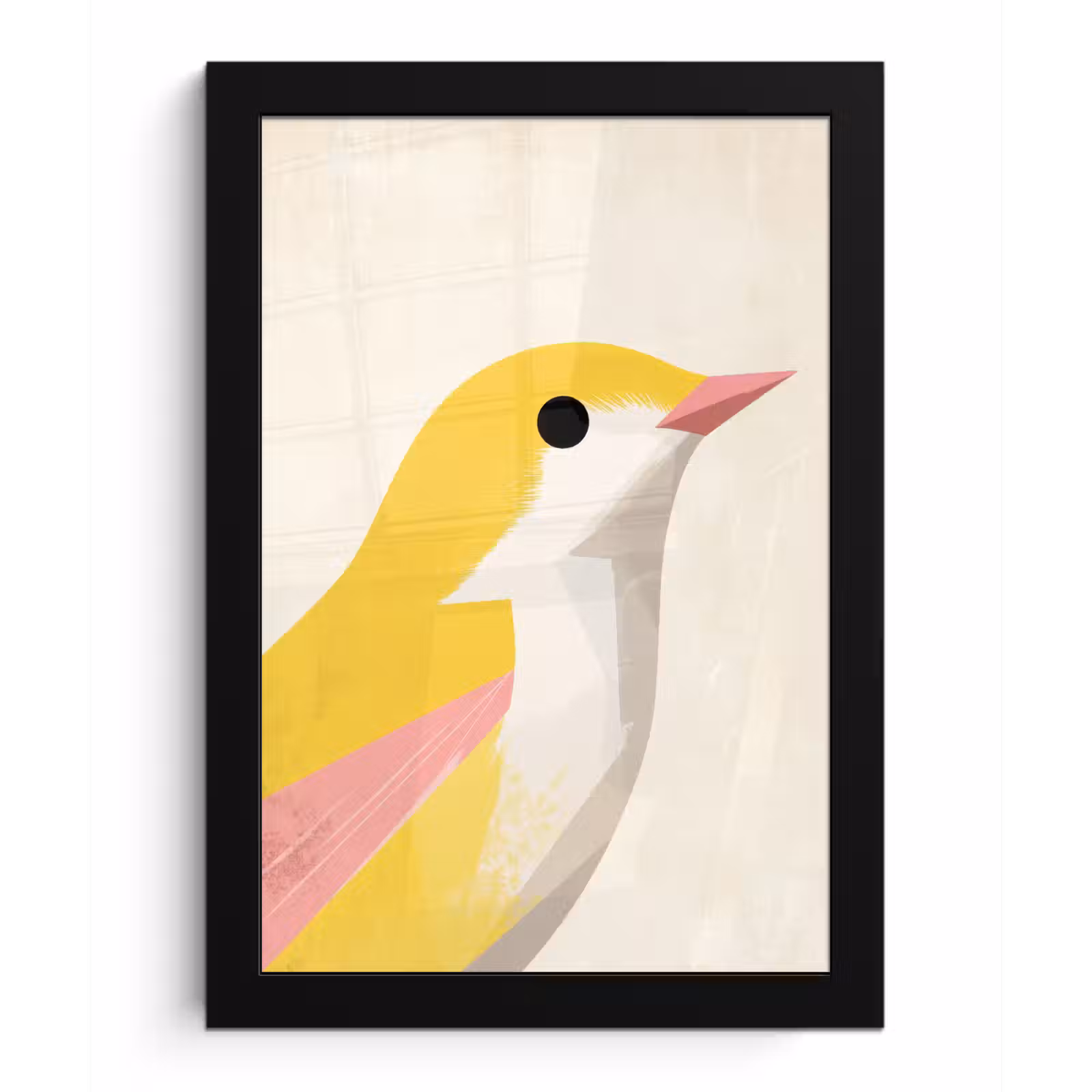 Poster met lijst - Vogel - Minimalistisch - Geel — 1