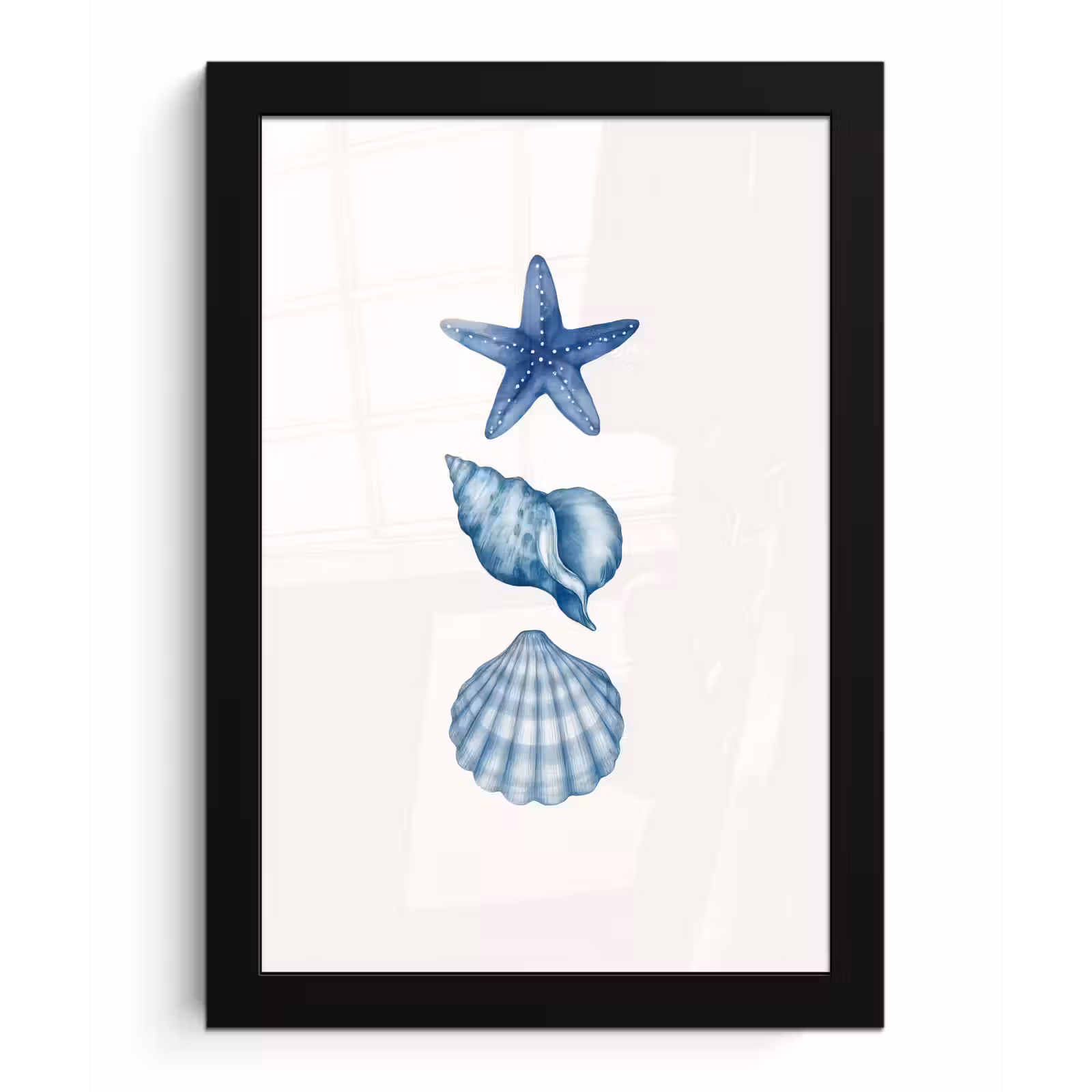 Poster met lijst - Zeester - Schelpen - Blauw — 1