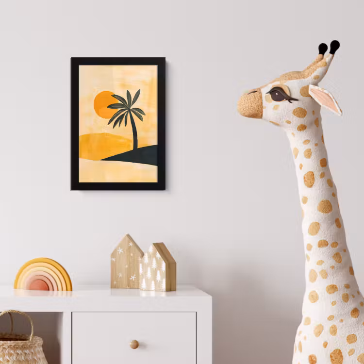 Poster met lijst - Illustratie - Palmboom - Zon - Heuvels — 5