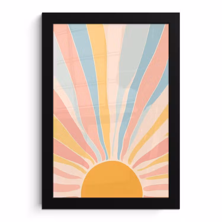 Poster met lijst - Illustratie - Zon - Pastelkleuren — 1