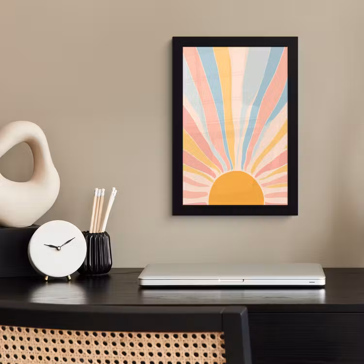 Poster met lijst - Illustratie - Zon - Pastelkleuren — 3