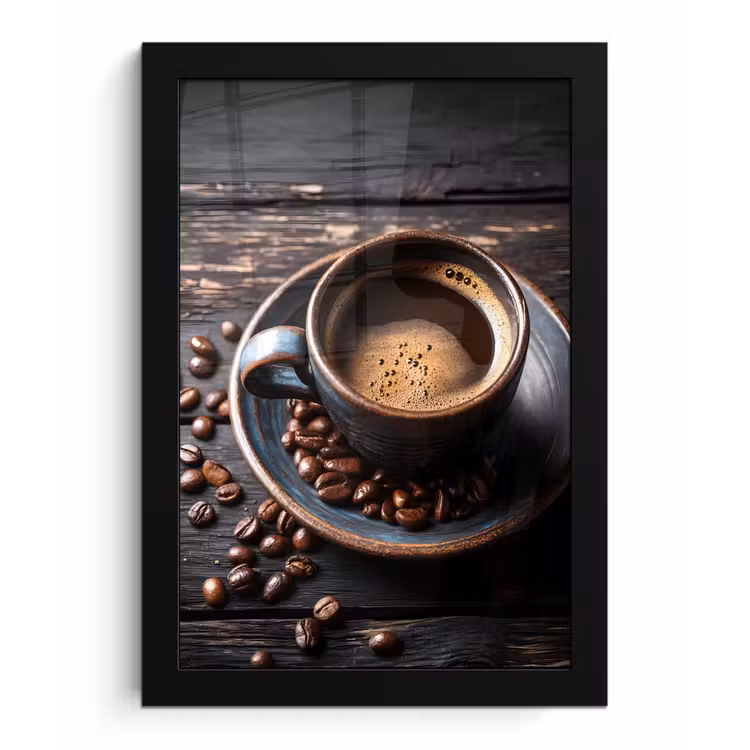 Poster met lijst - Kop - Koffie - Hout - Bonen — 1
