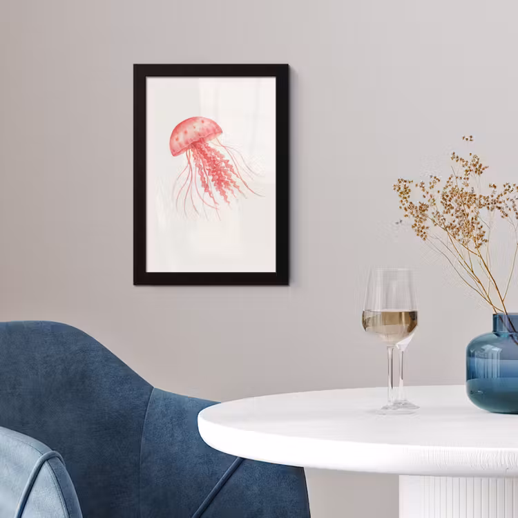 Poster met lijst - Kwal - Tentakels - Roze — 2