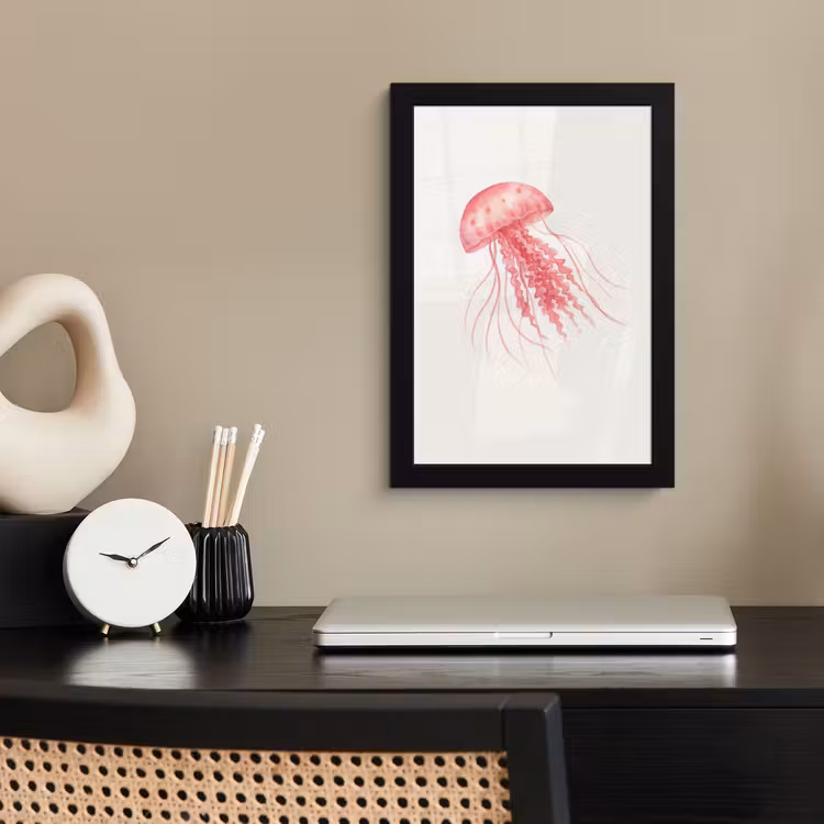 Poster met lijst - Kwal - Tentakels - Roze — 3