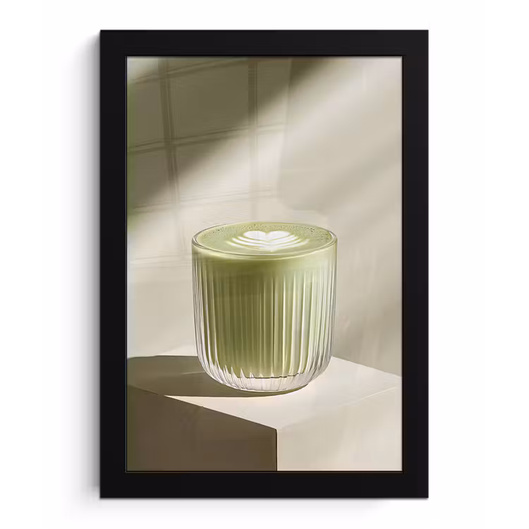 Poster met lijst - Matcha - Glas - Groen - Minimalistisch — 1