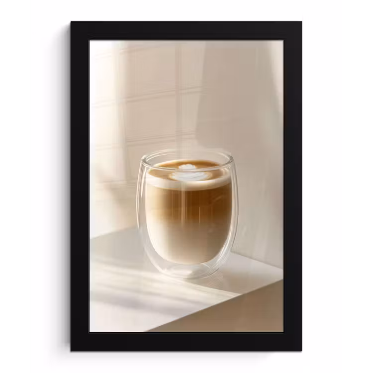 Poster met lijst - Mok - Latte - Minimalistisch - Schaduw — 1