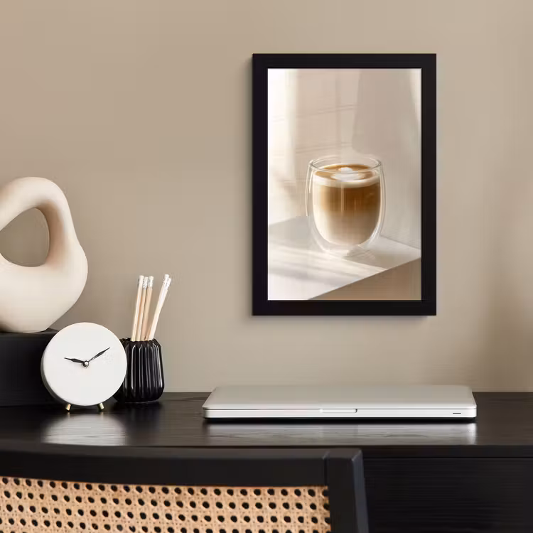 Poster met lijst - Mok - Latte - Minimalistisch - Schaduw — 3
