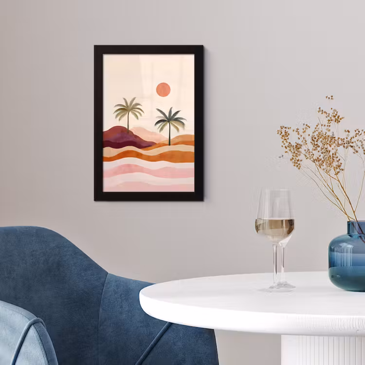 Poster met lijst - Palmbomen - Abstract - Zon - Heuvels — 2