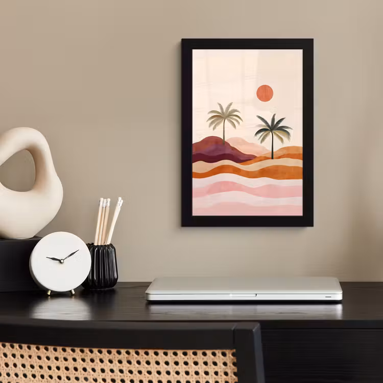 Poster met lijst - Palmbomen - Abstract - Zon - Heuvels — 3