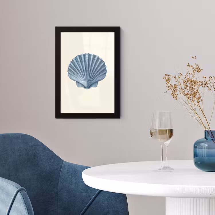 Poster met lijst - Ribbels - Blauw - Schelp — 2