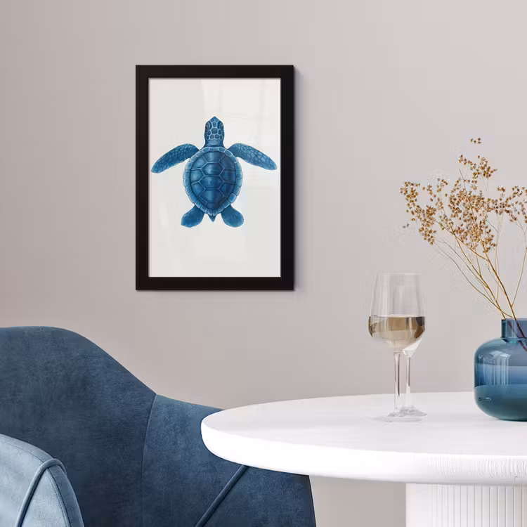 Poster met lijst - Schildpad - Blauw - Schild — 2