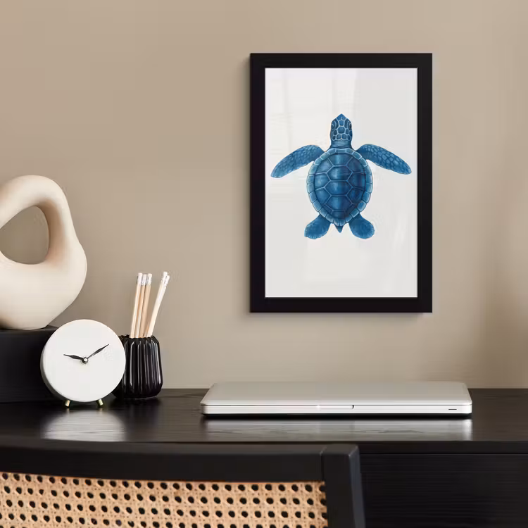 Poster met lijst - Schildpad - Blauw - Schild — 3