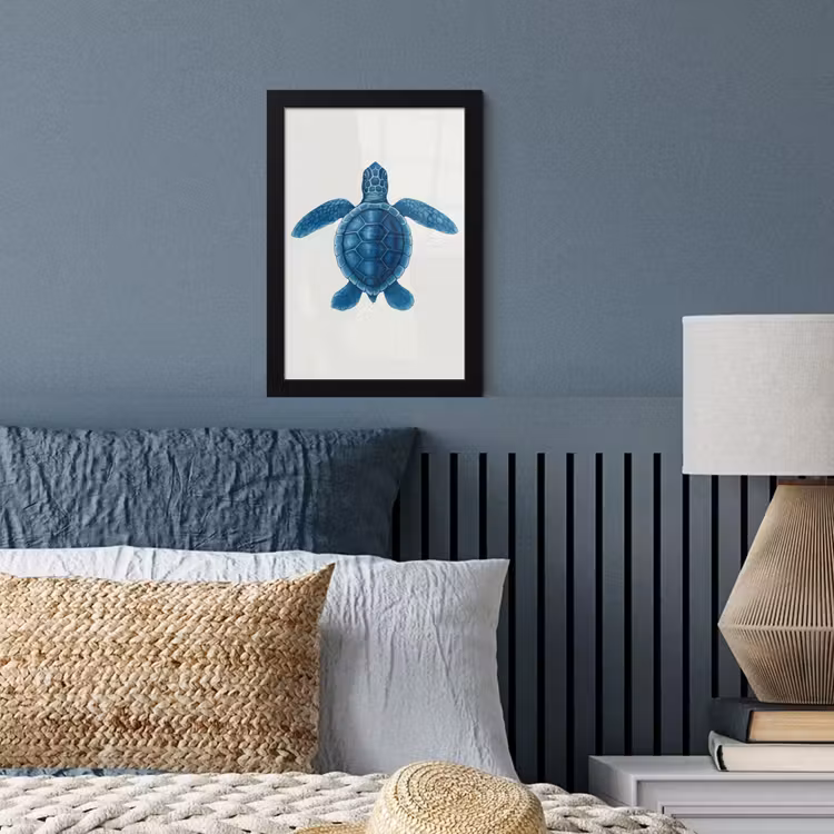 Poster met lijst - Schildpad - Blauw - Schild — 4
