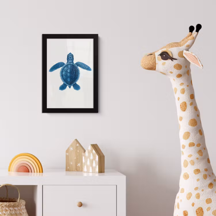 Poster met lijst - Schildpad - Blauw - Schild — 5