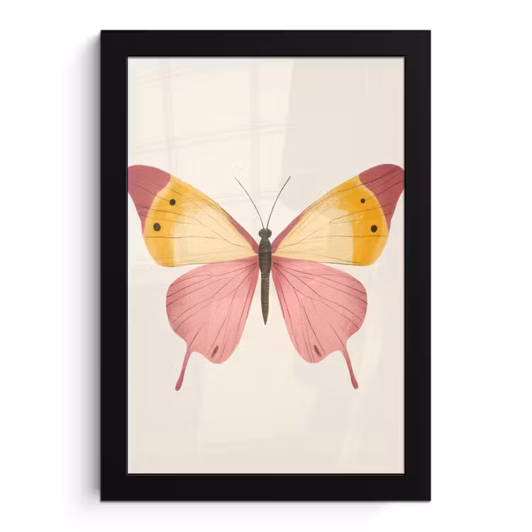 Poster met lijst - Vlinder - Illustratie - Roze — 1