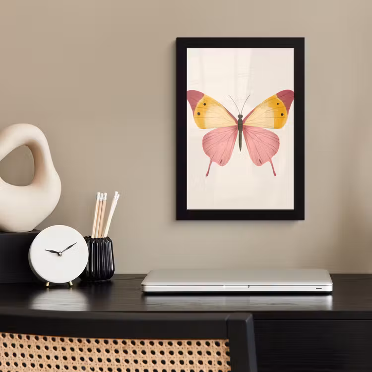 Poster met lijst - Vlinder - Illustratie - Roze — 3