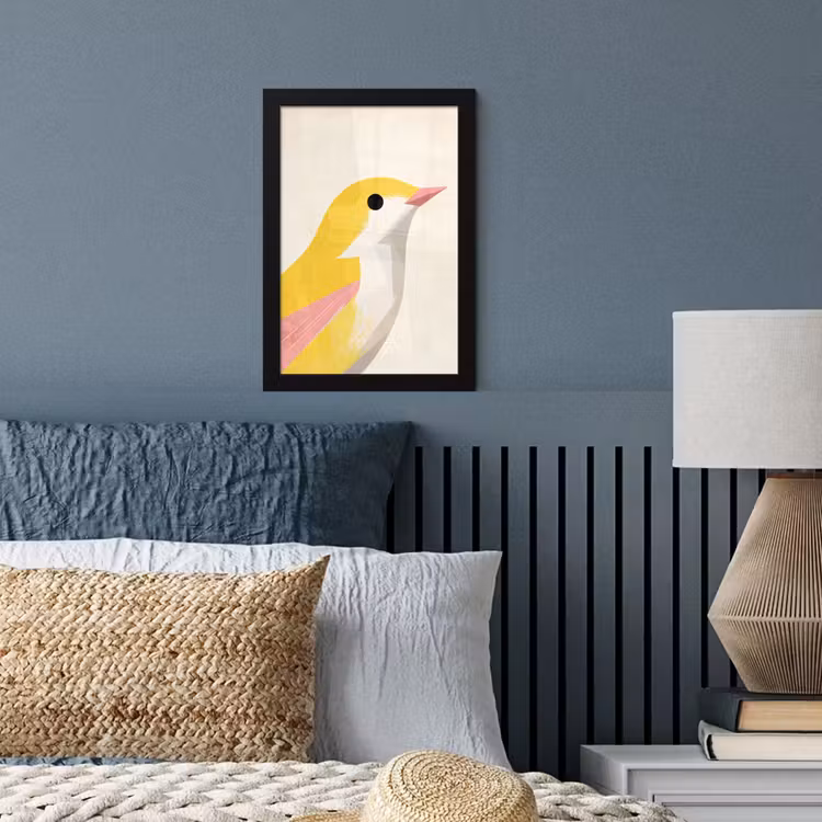 Poster met lijst - Vogel - Minimalistisch - Geel — 4
