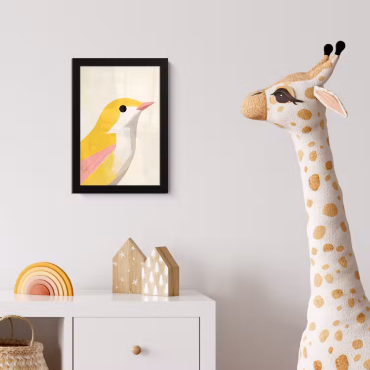 Poster met lijst - Vogel - Minimalistisch - Geel — 5
