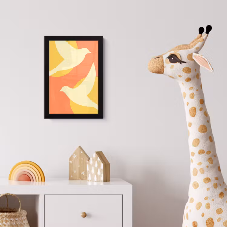 Poster met lijst - Vogels - Cirkels - Geel — 5