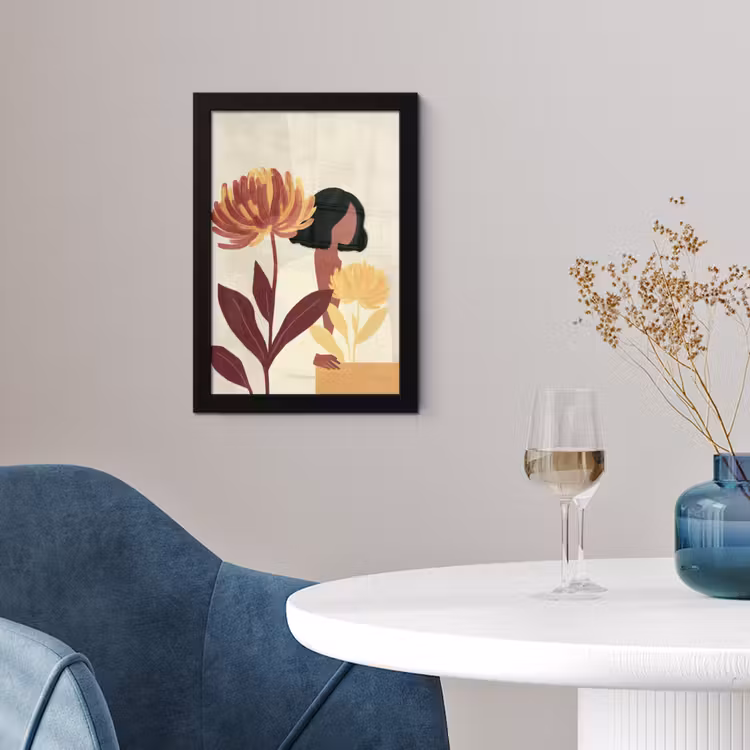 Poster met lijst - Vrouw - Minimalistisch - Bloem — 2