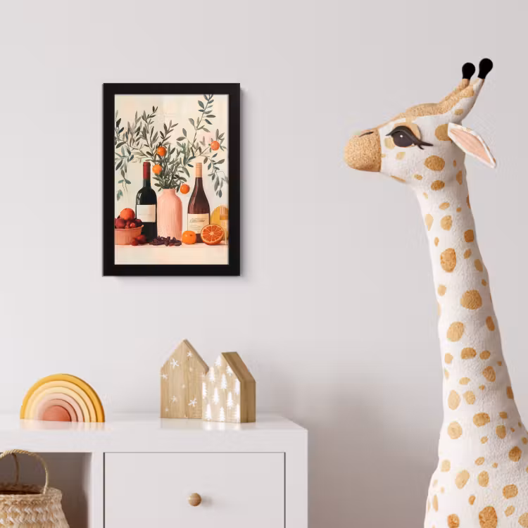 Poster met lijst - Wijnflessen - Takken - Sinaasappels — 5
