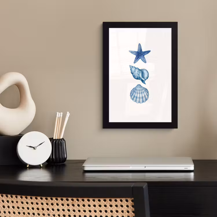 Poster met lijst - Zeester - Schelpen - Blauw — 3