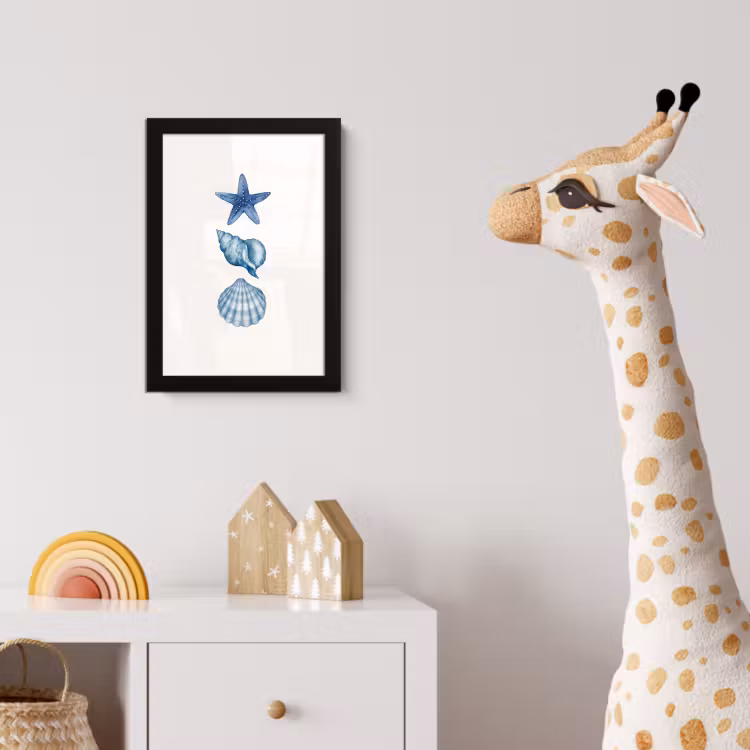 Poster met lijst - Zeester - Schelpen - Blauw — 5