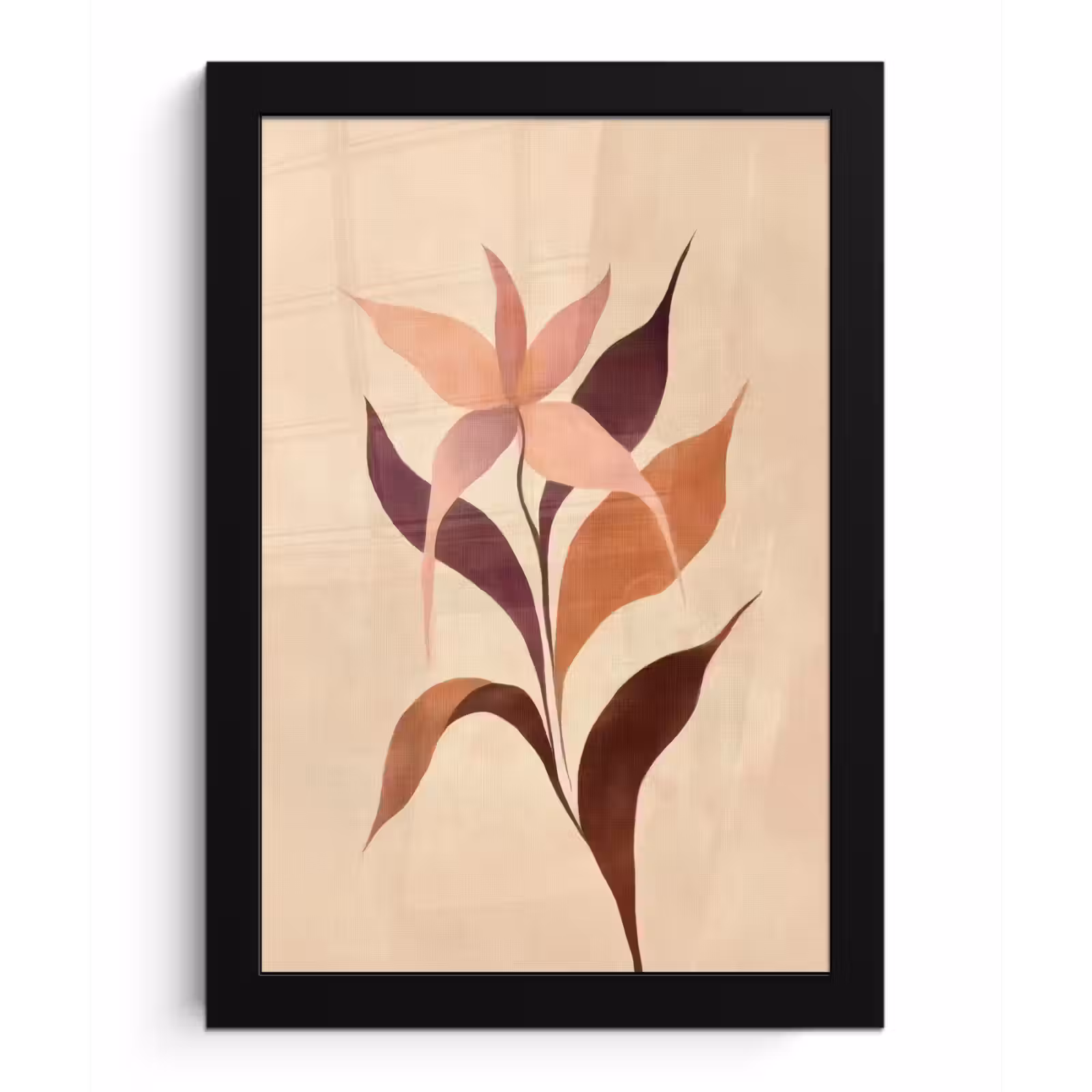 Poster met lijst - Minimalistisch - Bloem - Bladeren - Beige — 1