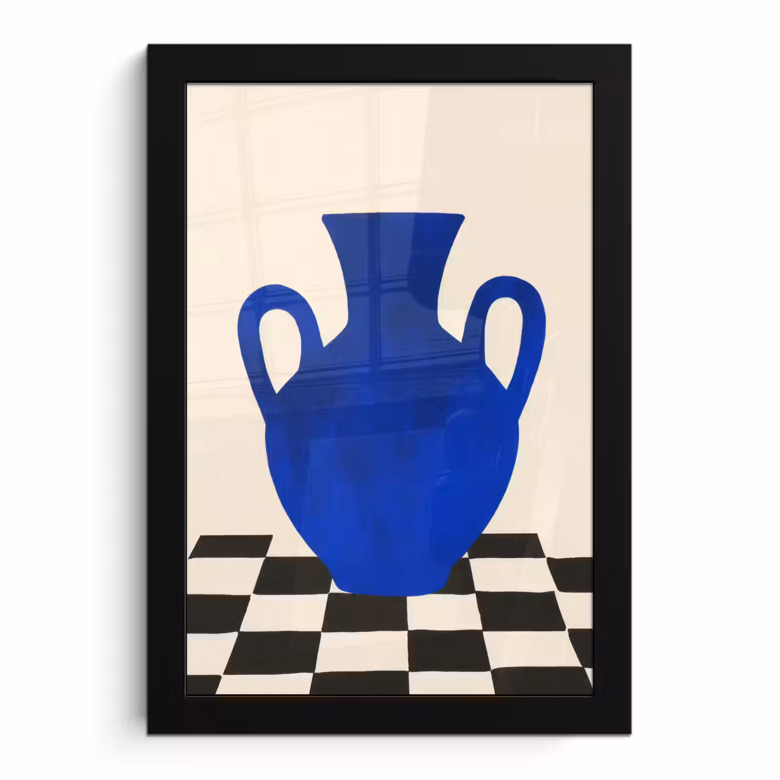 Poster met lijst - Vaas - Blauw - Geblokt - Modern — 1