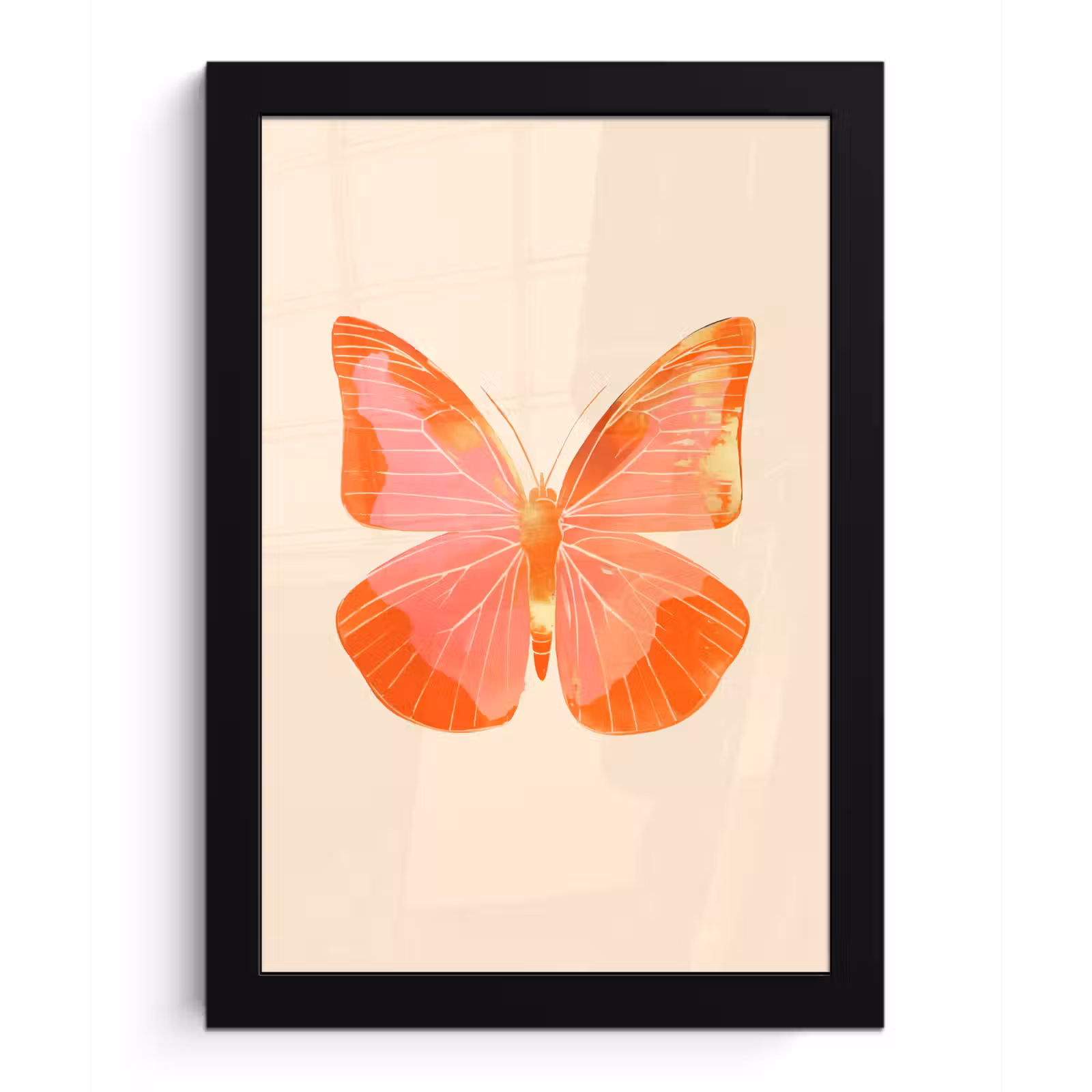 Poster met lijst - Vlinder - Minimalistisch - Roze — 1