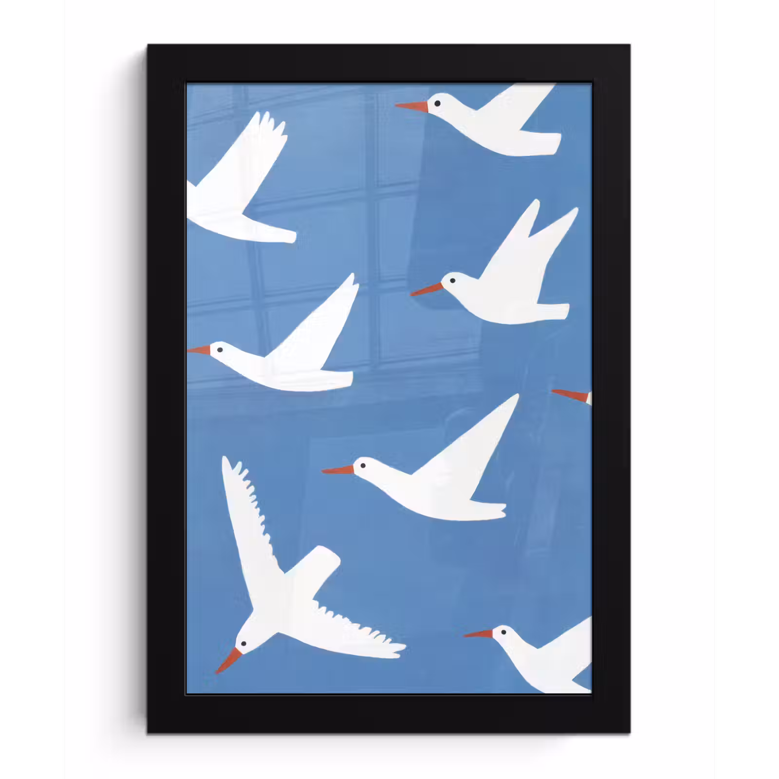 Poster met lijst - Vogels - Wit - Patroon — 1