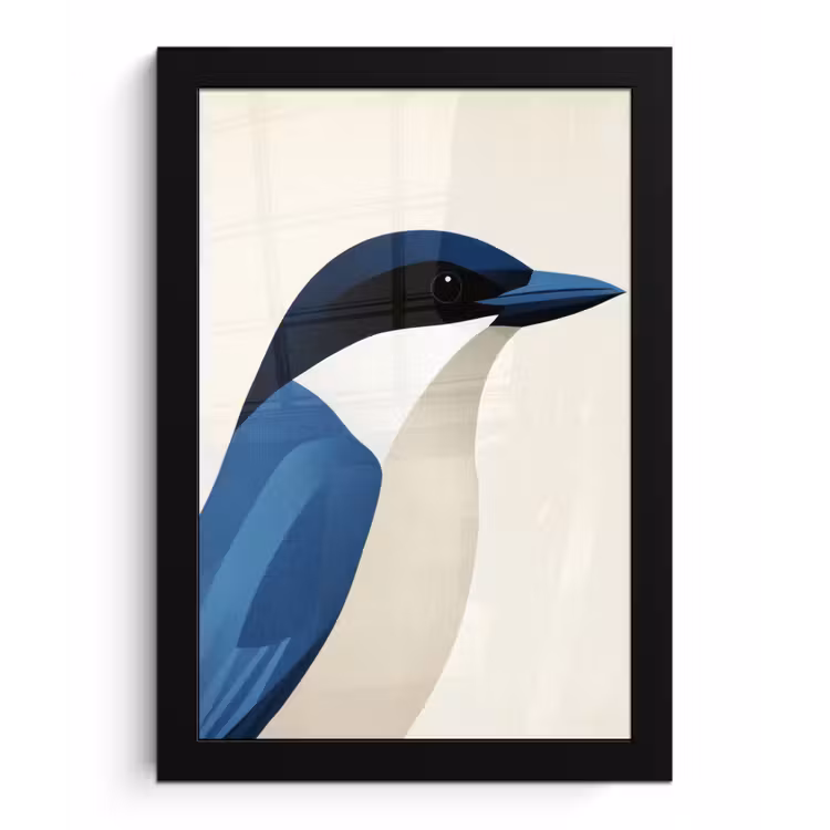 Poster met lijst - Illustratie - Blauw - Vogel — 1