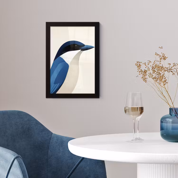 Poster met lijst - Illustratie - Blauw - Vogel — 2