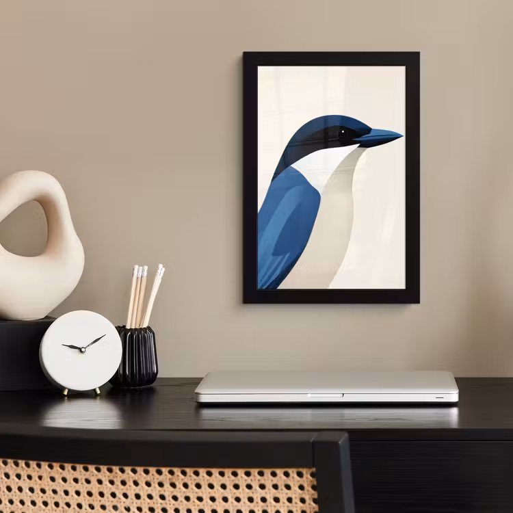 Poster met lijst - Illustratie - Blauw - Vogel — 3