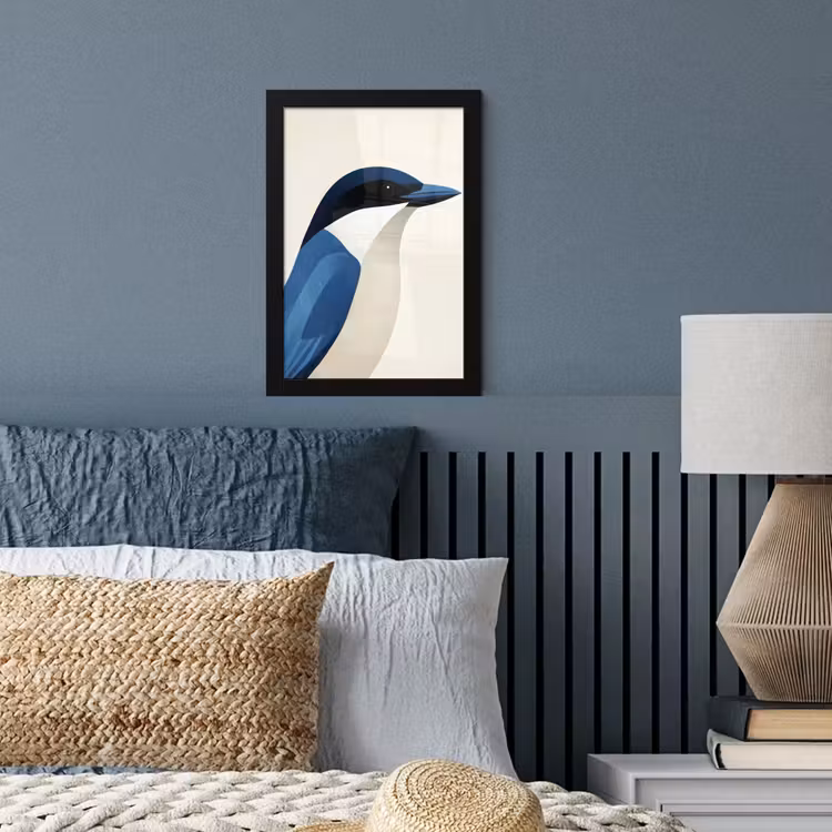 Poster met lijst - Illustratie - Blauw - Vogel — 4